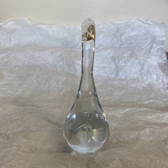 Hand Blown Art Glass Head Down Swan Figurine Paperweight Gift Collectible Clear - Picture 4 of 5